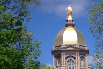 The Golden Dome on the Main Administration Building at Notre Dame